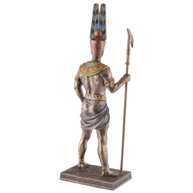 Egyptian God Amun-Re with Rod - Bronzed and Coloured by