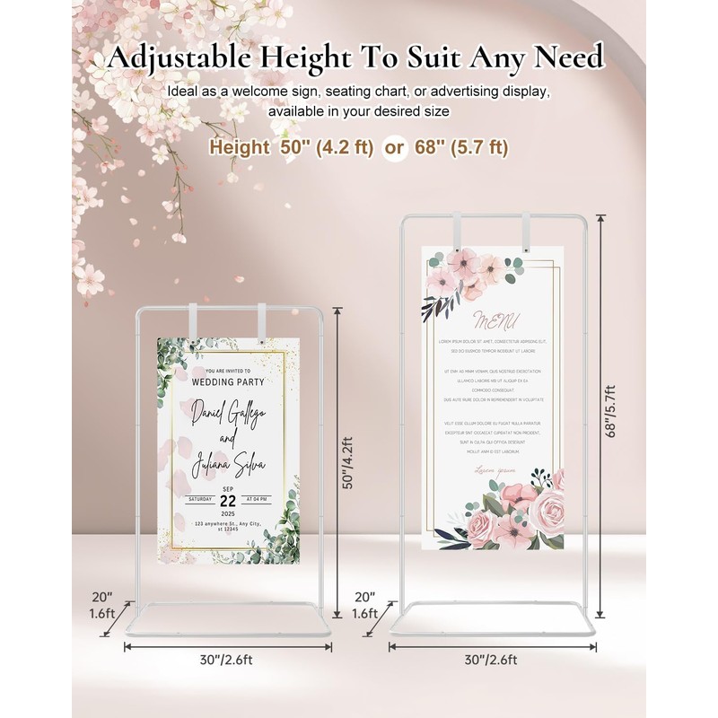 RARTOP Elegant White Wedding Easel Stand, Adjustable 30x20x68 in Welcome