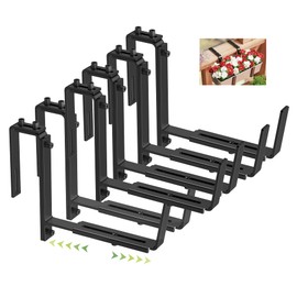 Y&M 6 PCS Adjustable Window Box Brackets for Planter Box, Heavy Duty Wall Mounted Hooks Hangers for Flower Baskets Holder Durable, Hanging Brackets for Fence Patio Garden Balcony