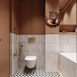 Tomopetime Kitchen Wall-Clocks for Farmhouse Deco - Coffee Cup Clock Battery Operated 12 inch - Rustic Wall Clock Silent Non Ticking for Office Bedroom Living Room