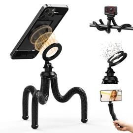 TELESIN° Magnetic Smartphone Tripod Stand, Mag Safe, Sneaky, Smartphone Photography Stand, Easy to Carry, Mini, Portable Tripod, Flexible, Wrap Adjustable, 1/4 Inch Screw, Camera Tripod, Compatible