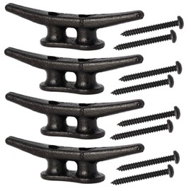 VEITHI 4 inch Electrophoretic Coated Black Dock Cleats (4 Pack), Perfect as Cleat Hook for Boat Docks, Decks, Piers for Tying up Boats, Kayaks and Jet ski's. Home Nautical Decor，Cleat for Home Decor
