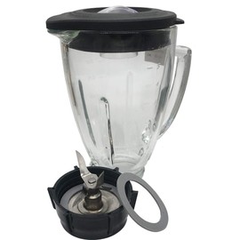 Joystar 6-Cup dishwasher safe glass jar with Stainless Steel 6-point Ice Crushing Blade add Blender Jar Bottom Cap,Compatible with oster Blenders 006803-000-NP0; 006803-000-N01; 006811-C00-NP0