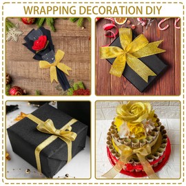 GXFCING Gold Organza Ribbon 40mm, 44m Glitter Gold Christmas Ribbon for Gift Wrapping, Crafts, DIY Sewing, Cakes, Weddings, Christmas, Easter, Party Decorations, 22m/roll