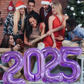 Jumbo 2025 Balloons Number 2025 Balloons 2025 Number Foil Balloons Graduation Balloons 2025 Durable Reusable Easy to Inflate for New Year Graduation Birthday&Anniversary Parties(Purple, 32 Inch)