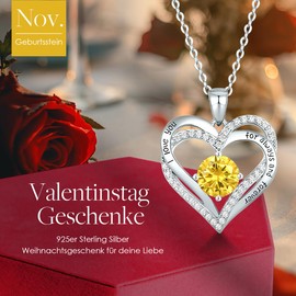 CDE Necklace 925 Sterling Silver, Forever, Love, Heart, Rose Gold Plating, Birthstone Pendant, Necklaces for Women, Jewellery Gift with 5A Cubic Zirconia, Sterling Silver