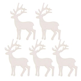 NUOBESTY 10pcs Wooden Reindeer Cutout Rustic Christmas Tree Hanging Decorations Ornaments Wood Slice for DIY Crafts Embellishment
