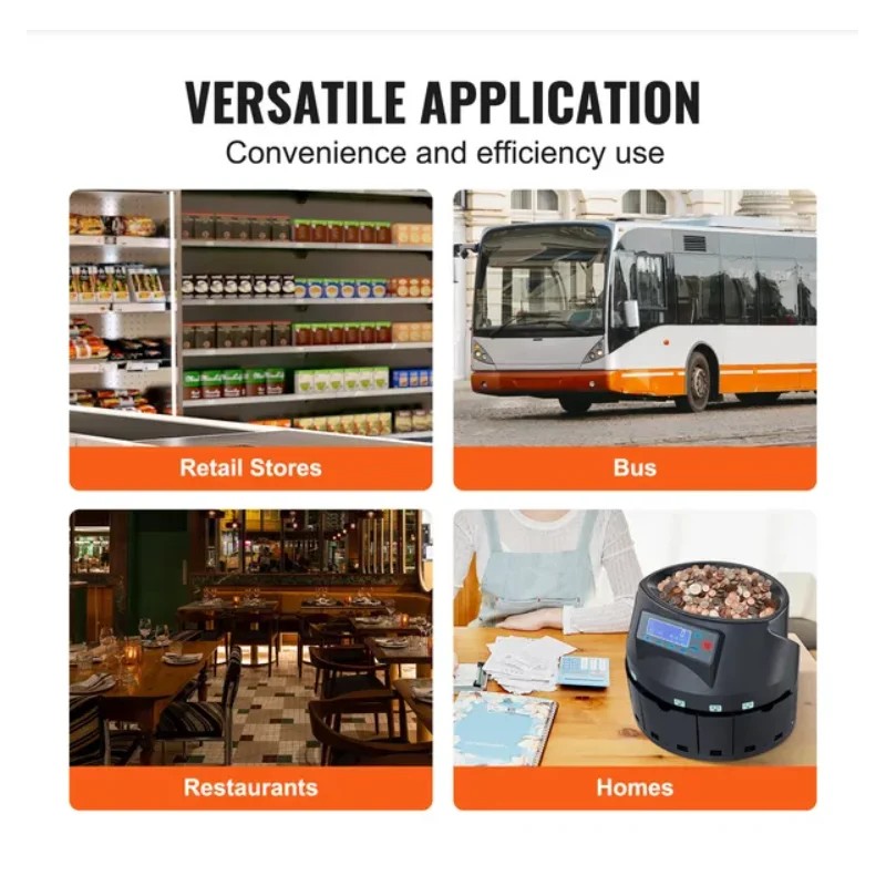 VEVOR FCJ Coin Sorter and Counter with Roller 300 Coins