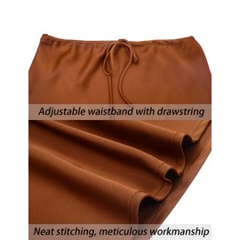 Maeau Women's Skirt Long Satin Hip Skirt Drawstring Plain Colours Pencil Skirt High Waist Adjustable Half Skirt A Line Causal Satin Skirt Bodycon Daily Summer Skirt Business Maxi Skirt S-XL, A1 Brown
