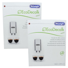 DeLonghi Eco Decalk Mini 2 x 100 ml for Fully Automatic Coffee Machines, Espresso Machines, Filter Coffee Machines, Steam Cleaning Devices and Steam Ironing Stations, Pack of 2