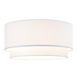 Artiva USA 16.5"x16.5"x8.5"H Large Premium Double Drum Linen Shade with Bonus 7" Harp & Finial for Table or Floor Lamp-Pure White