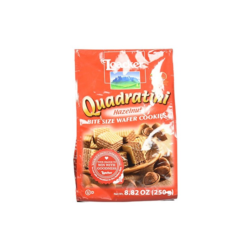 Loacker Quadratini Hazelnut Wafer Cookies, 8.82 Ounce