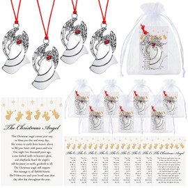 Hinly 10 Sets Angel Ornaments for Christmas Tree Metal Angel Ornaments Christmas Angel Gifts with Angel Christmas Cards and Gifts Bags Christmas Christian Gifts Friendship Ornaments for Family