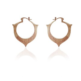 Moonstruck Statement Indo Western Rose Gold Hoop Earrings for Women Lightweight Brass Fashion Jewellery for Ethnic Western Fusion Wear Elegant Party Brunch Office Look with Chic Appeal