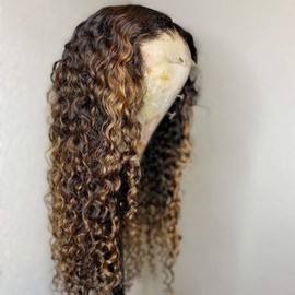 nabeauty 150% Density Highlight Lace Front Wig Human Hair 13×4 Lace Frontal Wigs Curly Wig 4/27 Pre Plucked With Baby Hair For Women
