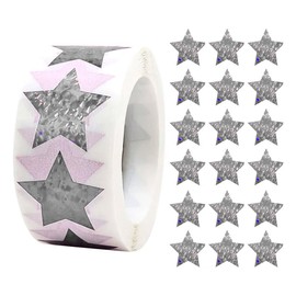 500 - Pegatinas Metalicas Brillantes de Estrellas Premio Estudiantes Calcomanias Adhesivas Brillantes Recompensa Niños Suministros para El Hogar La Escuela Autoadhesivas Estrellas (Plateado)