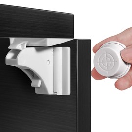 Mexgcom Magnetic Cabinet Lock, Child Safety Cabinet 12 Locks + 3 Keys, Child Safety Cabinet Drawer Lock No Drilling - White