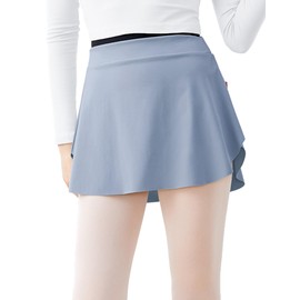 RuiBalletto Girls Women Ballet Skirts, Side Slit Dance Skirts, Pull On Elastic Waist Dance Skirt for Ballerina, Light Gray, Large Short