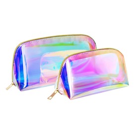 SAFIGLE 2Pcs TPU Transparent Cosmetic Bag Fashionable Storage for Travel Toiletries Makeup Durable Practical Organizer for Daily Use Essentials