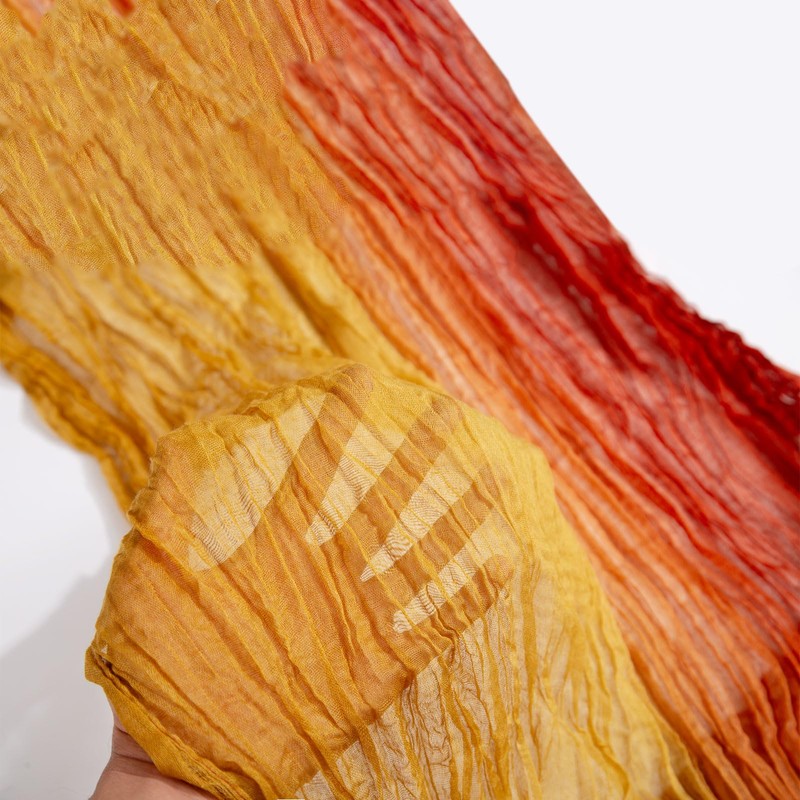 XJJDCB Cheesecloth Table Runner, Gradient-Yellow Orange Gauze Table Runner, Widely