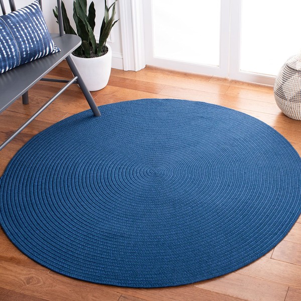 SAFAVIEH Braided Collection 5' Round Blue BRD315M Handmade Country Cottage