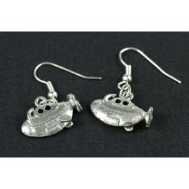 Miniblings U-boat earrings, diving boat, boat, ship, yellow submarine submarine, silver, handmade fashion jewellery, earrings silver-plated, Metal
