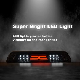 CHEDA LED Bar Rear Third Brake Light Cargo Lamp Smoke Compatible with 2007 2008 2009 2010 2011 2012 2013 2014 2015 2016 2017 2018 Toyota Tundra(Smoky lens Clear Bottoms)