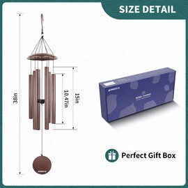 Aimwild 38'' Large Wind Chimes for Outside - Memorial Wind Chimes Deep Tone Outdoor, Sympathy Wind Chimes Gifts for mom/Grandma,Balcony,Garden Décor,Brown