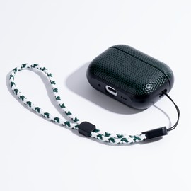 RIXENY Leather Case for AirPods Pro 3 (3rd Gen 2025), Adjustable Lanyard, Vegan Lizard Texture Leather, Hard Shell, Scratch/Shock Proof, Wireless Charging, for Fashion & Luxury Lovers, Green