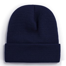 ZOORON Beanie for Women Men Winter Hats Unisex Cuffed Plain Skull Knit Hat Soft Warm Fisherman Beanies Navy