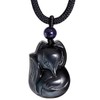 Lightock Obsidian Fox Necklace Pendant for Women Healing Energy Crystal