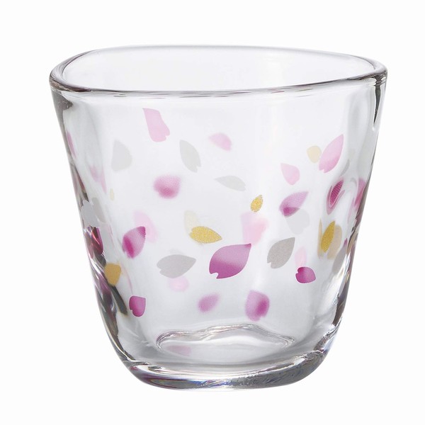 Aderia 6105 Haruiro Glass Free Cup, 6.7 fl oz (190 ml), Tibineri, Free Glass, Sake Glass, Cherry Blossom, Pink, Made in Japan, Comes in a Cosmetic Box, Birthday Gift, Present