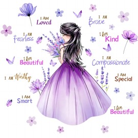 Girl Inspirational Quote Butterfly Wall Decals,Positive Decoration Girl Bedroom Art,Inspirational Butterfly Stickers for Girls,Nursery Home Room Decor