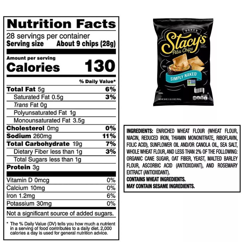 Stacy's Pita Chips Simply Naked, 28 oz.