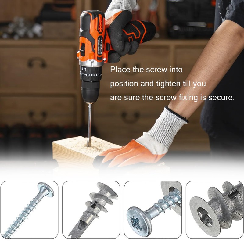 30 Pack Plasterboard Fixings,Plasterboard Wall Plug Plasterboard Screws,Drywall Anchor Heavy