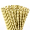 ALINK Biodegradable Bamboo Print Paper Drinking Straws for Drinks, Juices,