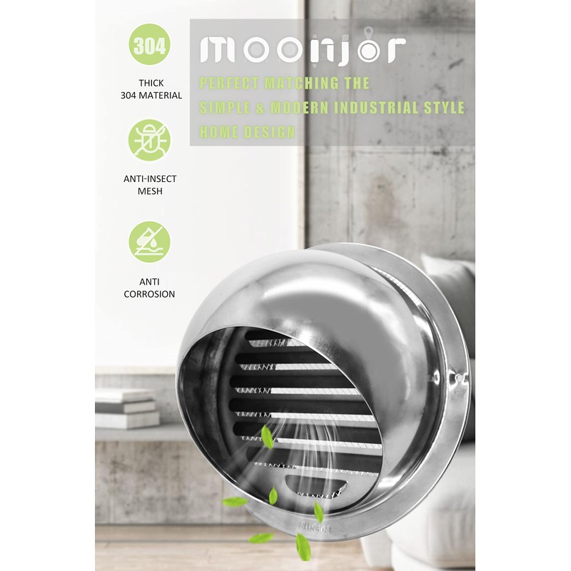 4 INCH Wall Air Vent Cover, Moonjor Thicken 304 Stainless