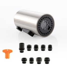 DOLGABA Pull Down Kitchen Faucet Head Replacement Brushed Nickel, 3 Function Kitchen Faucet Head High Pressure Sink Sprayer Replacement with 9 Adapters, American Standard