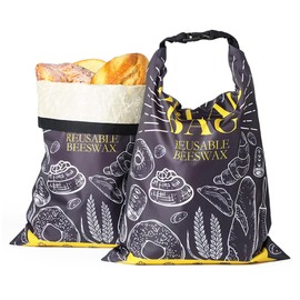 Beeswax Bread Bag-2 Pack (17 x 12 ") Storage Bags for Homemade Bread Fresh-Keeping Sourdough Bread Bags Reusable Organic Beeswax Bread Bag for Sourdough Storage Washable Bags for Food Lock Freshnesss