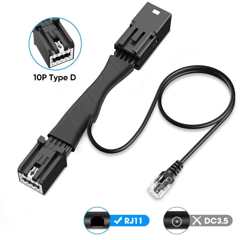 Radar Detector Power Adapter RJ11 Plug (10P Type D) Compatible