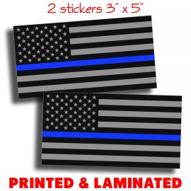 215 Decals 3" x 5" Support Police USA Flag Blue Line Sticker Decal Car Truck Laptop Graphic
