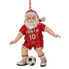 The Bridge Collection 4.5" Santa Playing Soccer Christmas Ornament - Festive Sports Santa Soccer Ornament - Gift for Soccer Player