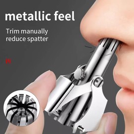 Recortador de Pelo Nasal para Hombres – Recortador Manual con Rotación 360°, Cabeza Redonda de Acero Inoxidable Segura y, Diseño Ergonómico Antideslizante, Ideal para Uso Di
