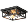 Kondras 2-Light Farmhouse Ceiling Light Fixture, Industrial Square Flush Mount