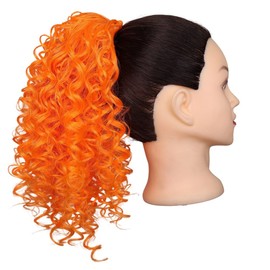 Xiaofeng Spring Curly Ponytail Hairpiece Drawstring Synthetic Ponytail Extension for Women and Girls Daily Use (Orange, 12 Inches)