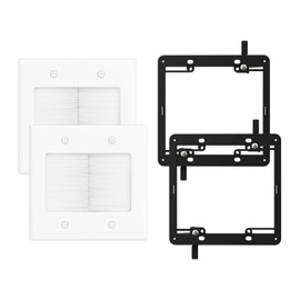 iwillink 2 Gang Brush Wall Plate with Mounting Bracket, Pass Through Wire Hider for Cable Management, Ethernet Cables, HDMI Cables and Home Theater Systems, 2 Pack