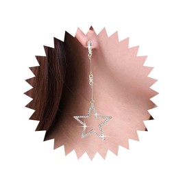 Aneneiceera Vintage Crystal Star Earrings Gold Rhinestone Star Earring CZ Hollow Star Dangle Earrings Long Star Tassel Earrings Jewellery for Women and Girls (Gold), Metal