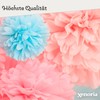 Set of 15 tissue paper pompoms, including satin ribbons (each