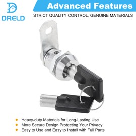 DRELD Set of 2 Tubular Cam Lock 17 mm Tubular Cam Lock Pipe Cam Lock Threaded Cam Lock with 4 Keys for Door Drawer Cabinet Mailbox (Open Each Other)