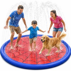 Splash Pad for Kids & Dogs, Upgrade Non-Slip Thicken Backyard Sprinkler Water Pad, Toddler Sprinkler Pool, Summer Outdoor Water Toys